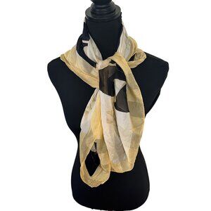 Womens Floral Silk Scarf Square Tulips Cream Black Scarves